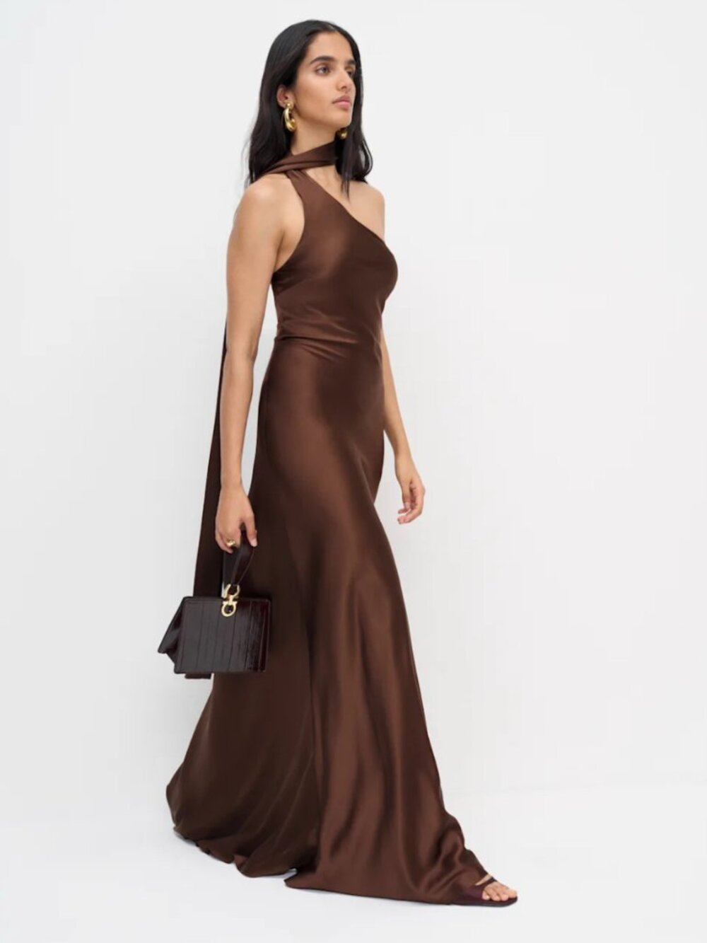 Nwt Reformation Jazzlyn Silk Dress Cafe Brown 8